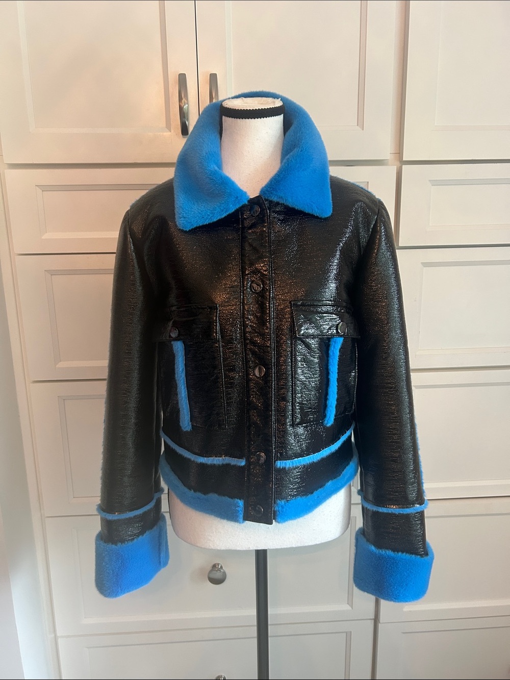 Adrienne Landau Faux Mink Trimmed Jacket
